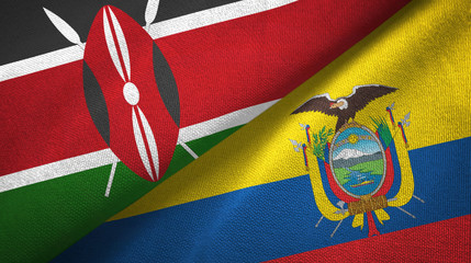 Kenya and Ecuador two flags textile cloth, fabric texture