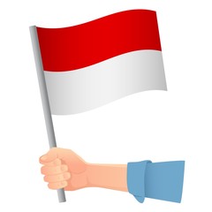 Indonesia flag in hand