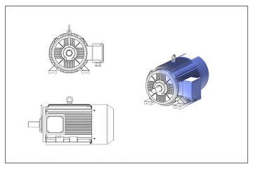 3d illustration of an electric motor.