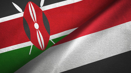 Kenya and Yemen two flags textile cloth, fabric texture