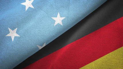 Micronesia and Germany two flags textile cloth, fabric texture