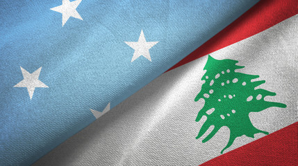 Micronesia and Lebanon two flags textile cloth, fabric texture