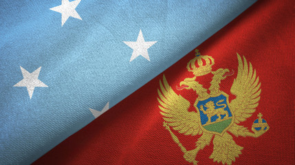 Micronesia and Montenegro two flags textile cloth, fabric texture