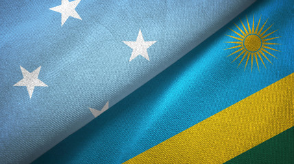 Micronesia and Rwanda two flags textile cloth, fabric texture