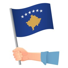 Kosovo flag in hand