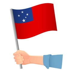 Samoa flag in hand