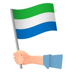 sierra leone flag in hand