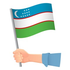 Uzbekistan flag in hand