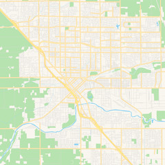 Empty vector map of Modesto, California, USA