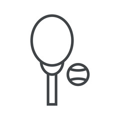 Line icon tennis racket and ball