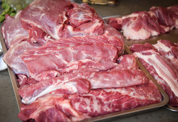 Fresh pork raw for sale in the market