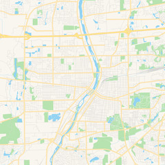 Fototapeta premium Pusta mapa wektorowa Aurora, Illinois, USA