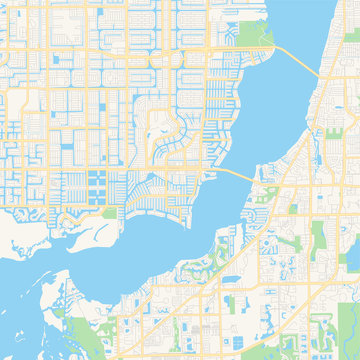 Empty vector map of Cape Coral, Florida, USA