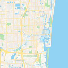 Empty vector map of Fort Lauderdale, Florida, USA