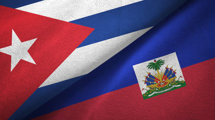 Cuba and Haiti two flags textile cloth, fabric texture