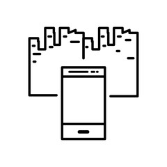 smartphone device with cityscape