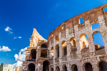 Fototapeta premium Exterior view of the ancient Roman Colloseum in Rome