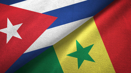 Cuba and Senegal two flags textile cloth, fabric texture