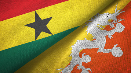 Ghana and Bhutan two flags textile cloth, fabric texture 