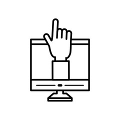 desktop computer with hand human