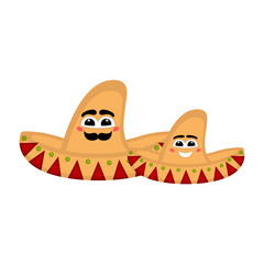 Pair of mexican hats with a smile - Vector