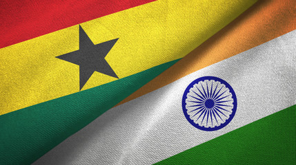 Ghana and India two flags textile cloth, fabric texture