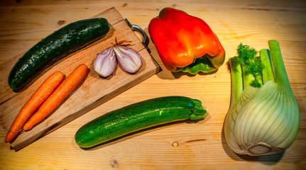 Vegetables on the wooden table