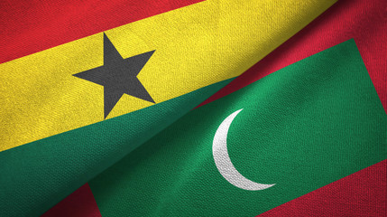 Ghana and Maldives two flags textile cloth, fabric texture