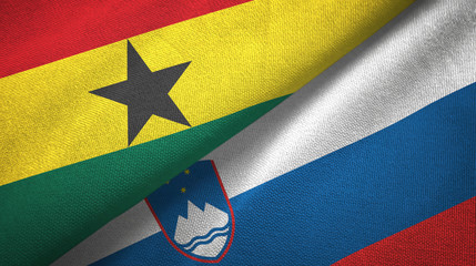 Ghana and Slovenia two flags textile cloth, fabric texture