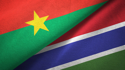 Burkina Faso and Gambia two flags textile cloth, fabric texture