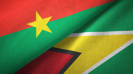 Burkina Faso and Guyana two flags textile cloth, fabric texture