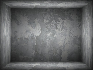 Gray and black background. Studio background with concrete wall. Empty room with dark color. Texture dark floor with old wall. Elegant and beautiful studio background.