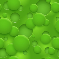 Abstract seamless pattern or background of holes and circles with shadows in green colors