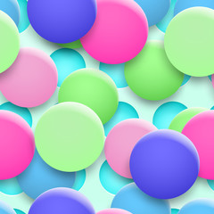 Abstract background of holes and multicolored circles with shadows