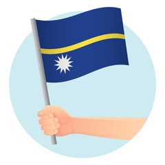 Nauru flag in hand