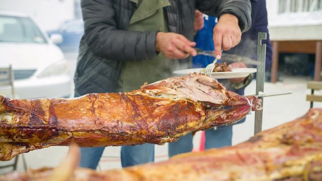 Whole lamb roast at Greek festival