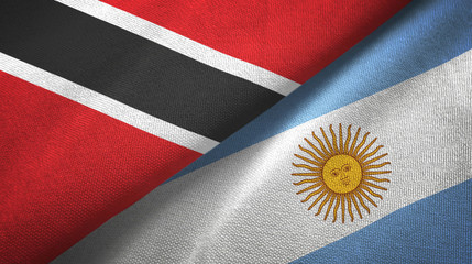 Trinidad and Tobago and Argentina two flags textile cloth, fabric texture 