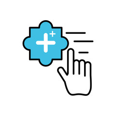 hand cursor index with add pluss symbol