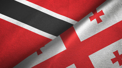 Trinidad and Tobago and Georgia two flags textile cloth, fabric texture
