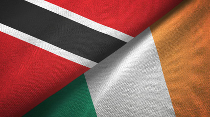 Trinidad and Tobago and Ireland two flags textile cloth, fabric texture