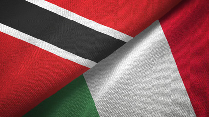 Fototapeta na wymiar Trinidad and Tobago and Italy two flags textile cloth, fabric texture