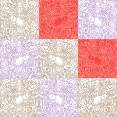 Pattern of squares with white and red fill and contours