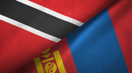 Trinidad and Tobago and Mongolia two flags textile cloth, fabric texture