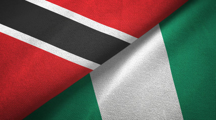 Trinidad and Tobago and Nigeria two flags textile cloth, fabric texture