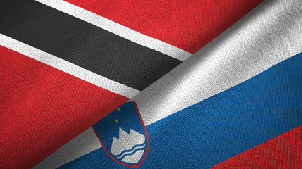 Trinidad and Tobago and Slovenia two flags textile cloth, fabric texture