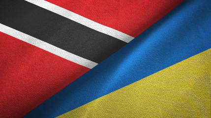 Trinidad and Tobago and Ukraine two flags textile cloth, fabric texture