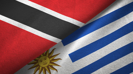 Trinidad and Tobago and Uruguay two flags textile cloth, fabric texture