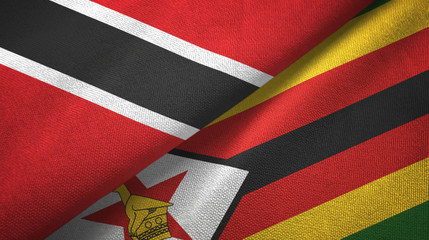 Trinidad and Tobago and Zimbabwe two flags textile cloth, fabric texture