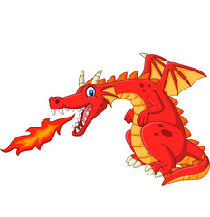 Cartoon red dragon spitting fire 