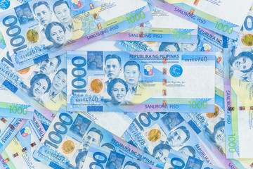 Philippine 1000 peso bill, Philippines money currency, Philippine money bills background. - obrazy, fototapety, plakaty